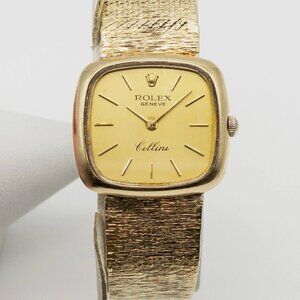 Champagne ROLEX CELLINI 14k Yellow Gold Ladies 30mm Midsize Watch